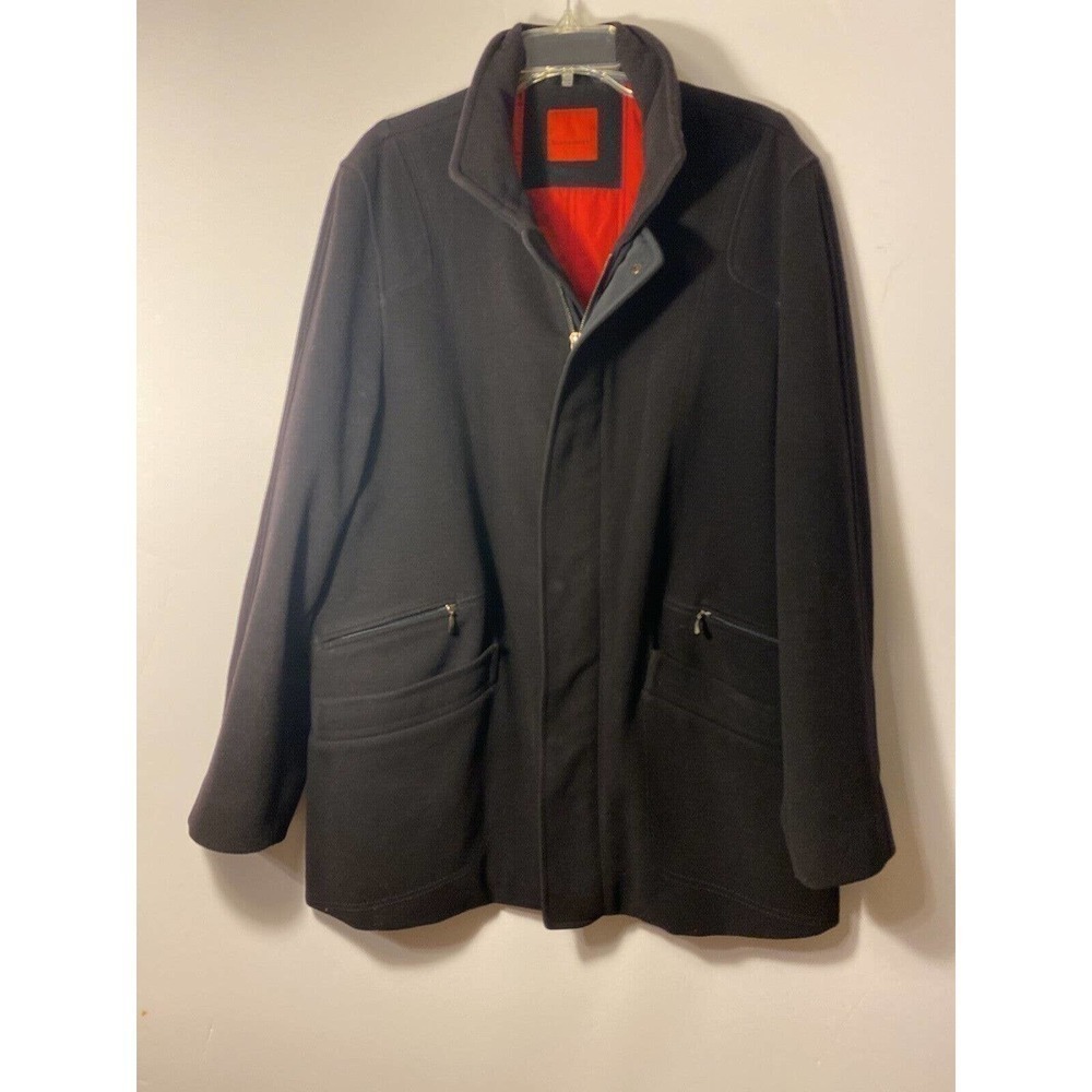 SCHNEIDERS Lined Coat Overcoat Zipup Winter Wool Cashmere Black Pockets